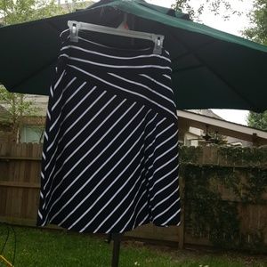 Cute black and white striped midi skirt